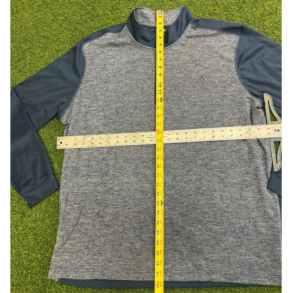 Adidas Golf Mens 2XL Blue Heathered Quarter Zip Pullover Long Sleeve Shirt